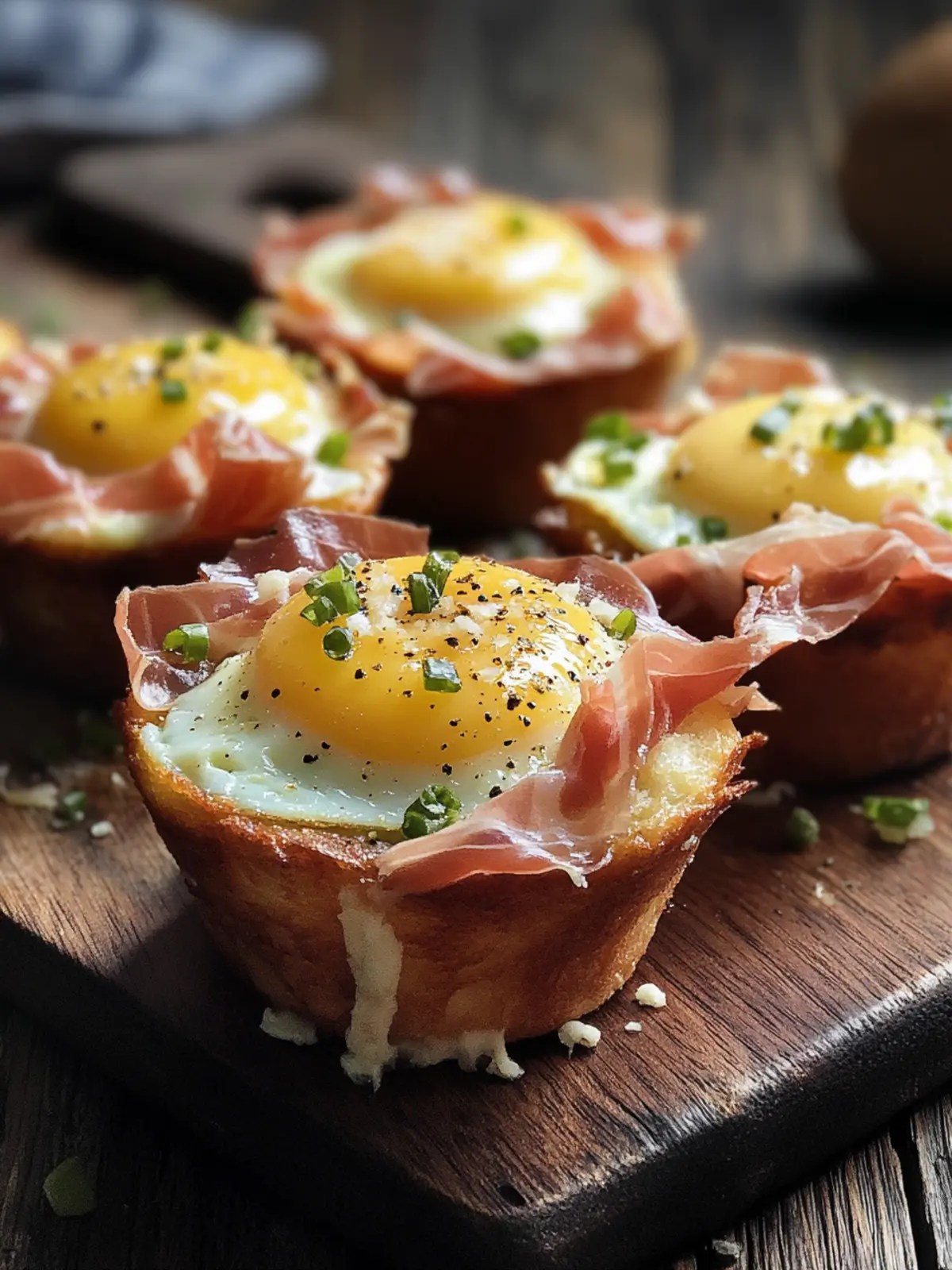 For breakfast: Savory muffins with prosciutto and egg