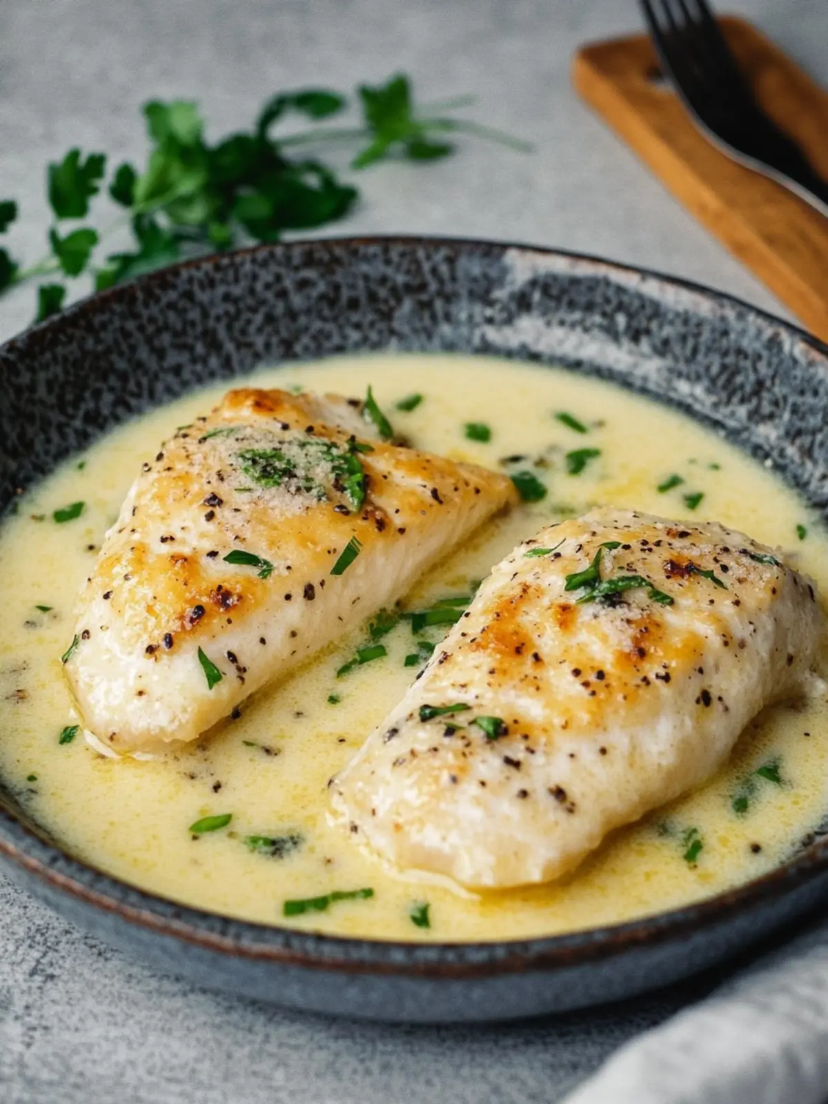 Hähnchenbrust in einer Knoblauch Parmesan Sauce