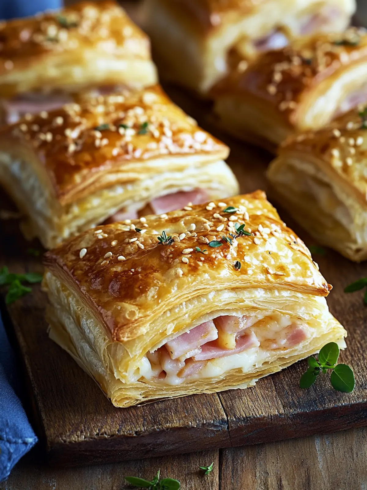 Pastry filled with ham and cheese