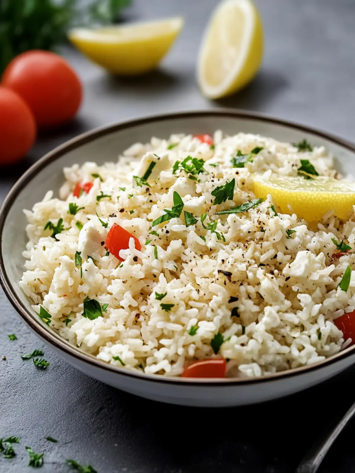 Refreshing side dish: Greek feta rice with lemon