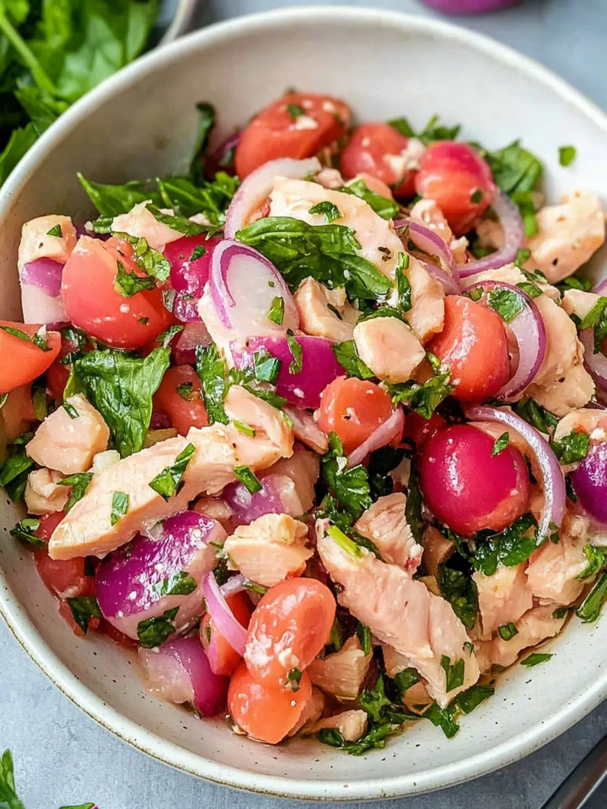 Thunfisch Weiße Bohnen Salat mit Eingelegten Roten Zwiebeln