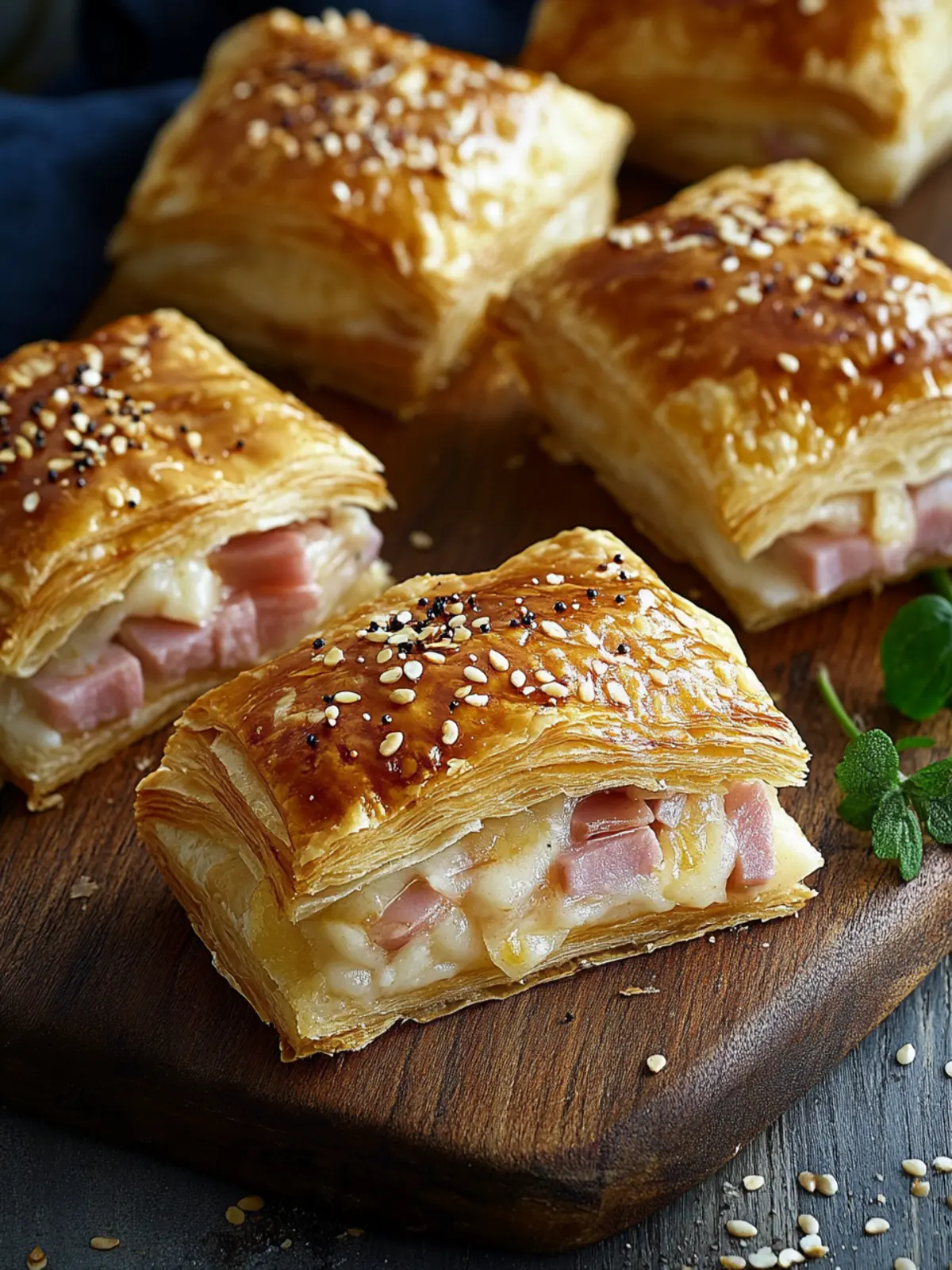 Pastry filled with ham and cheese