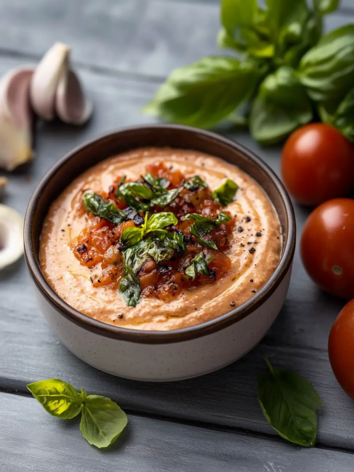 Tomate-Basilikum Grille-Dip