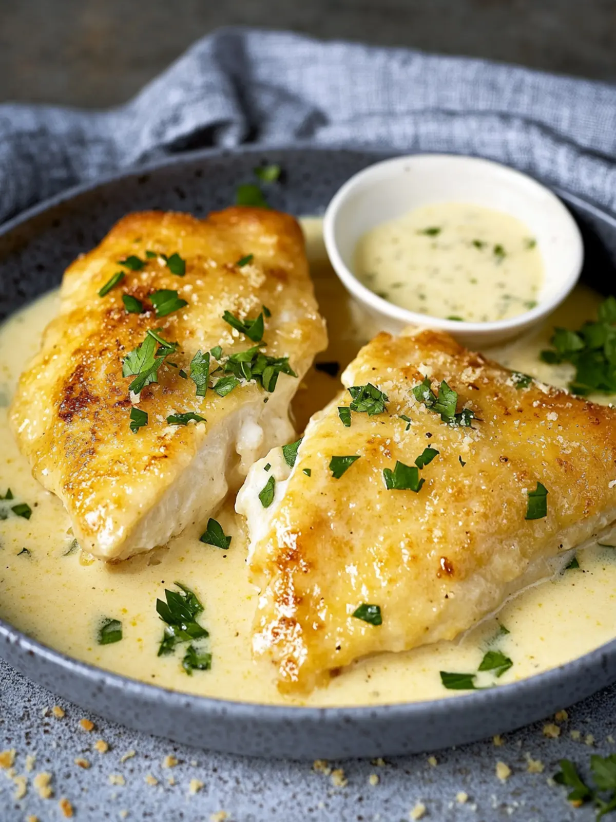 Hähnchenbrust in einer Knoblauch Parmesan Sauce