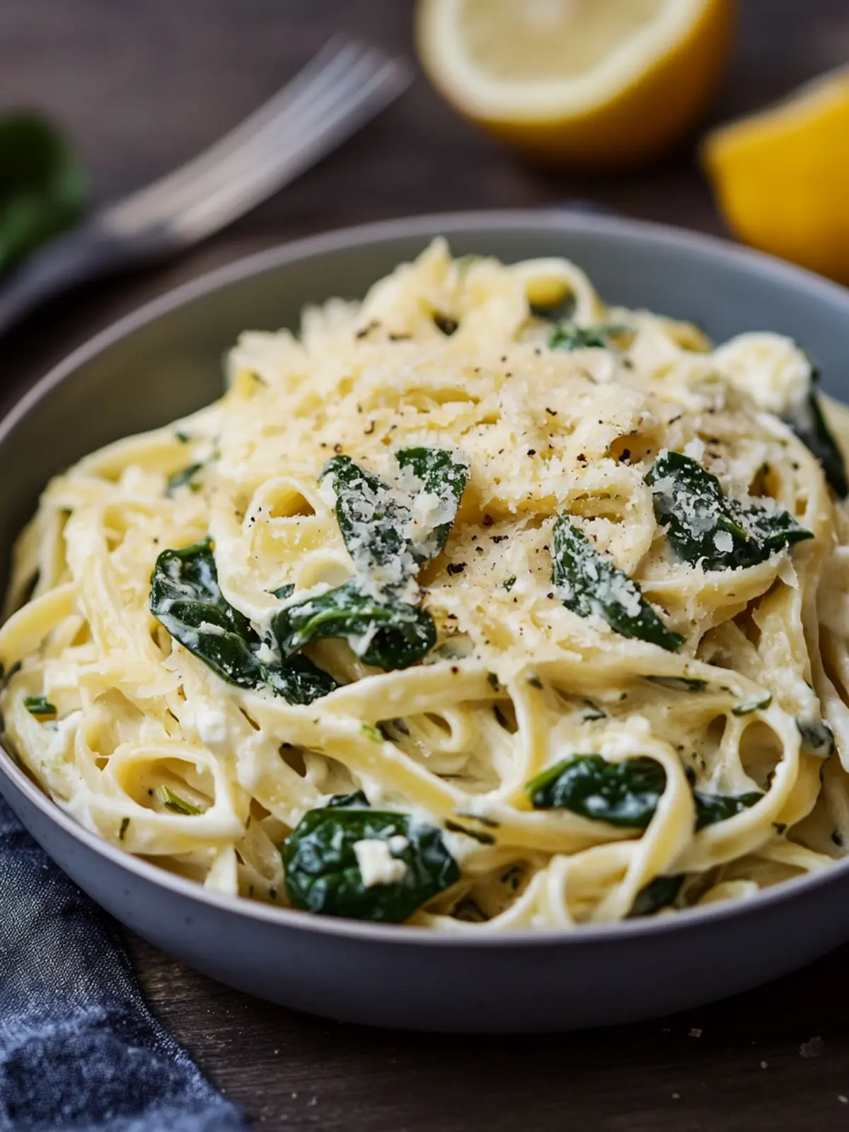 Zitronen-Ricotta-Pasta mit Spinat / Sallys 5 Minuten