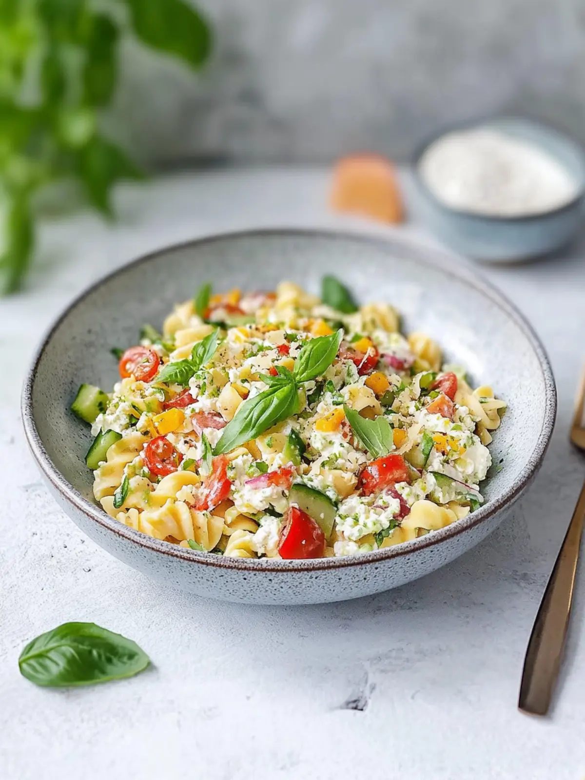 Sommerlicher Nudelsalat mit Joghurt