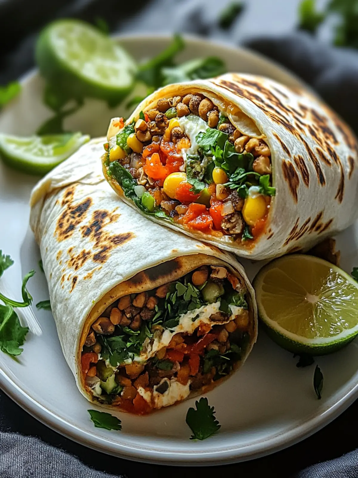 Vegetarische Burritos mit Linsen und Walnüssen