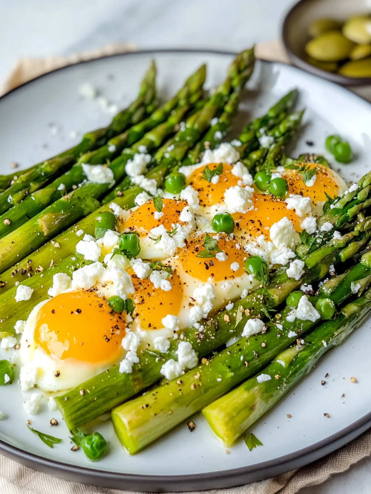 Green asparagus with egg and feta from the air fryer - simply delicious and quick