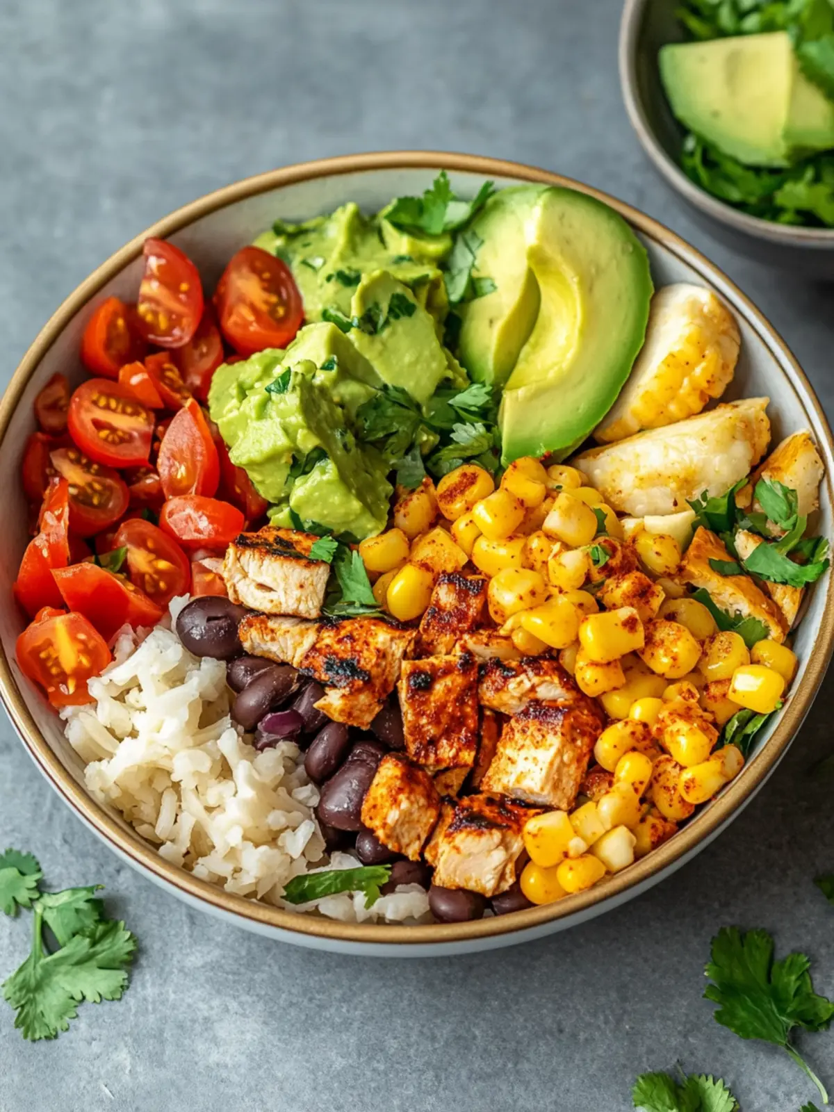 Mexikanische Schüssel mit Hähnchen und Chipotle-Dressing