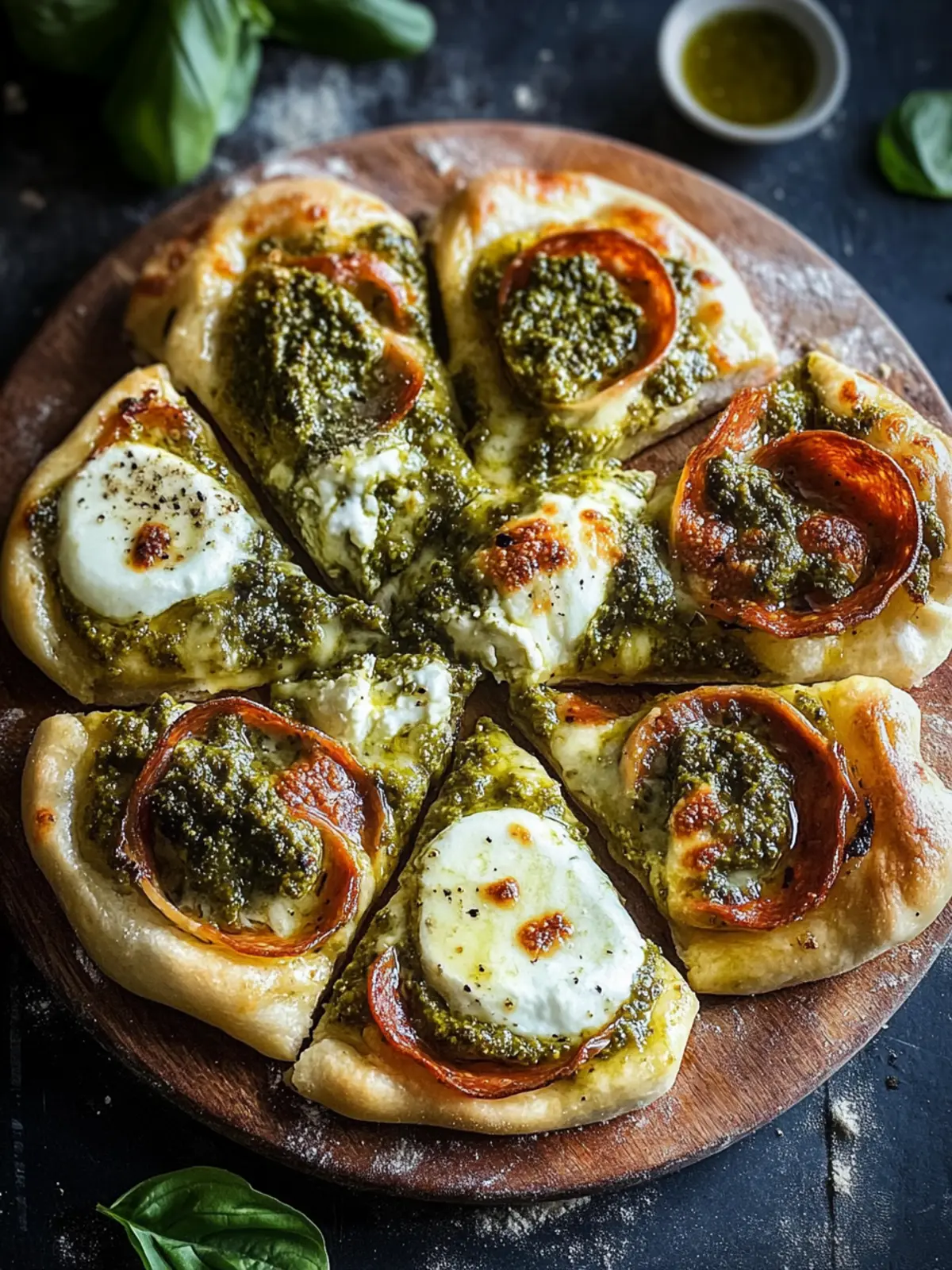 Pizzaschnecken mit Pesto und Mozzarella