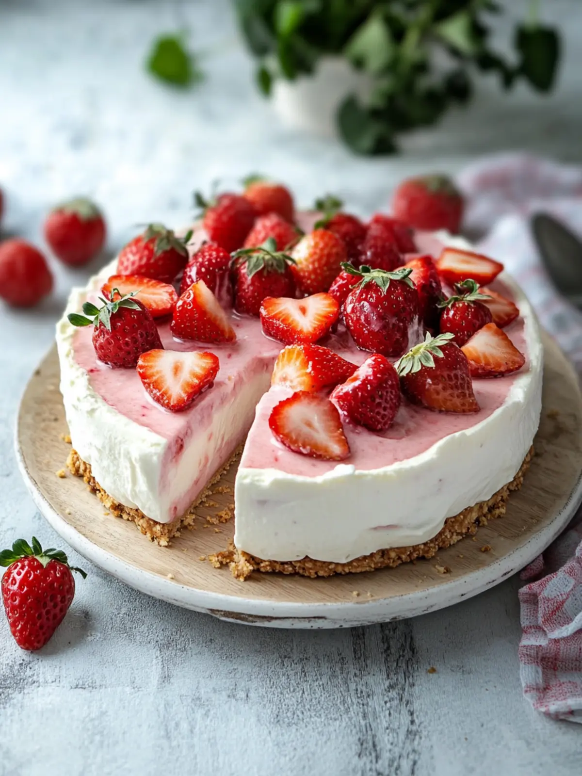 Strawberry pleasure without remorse: juicy yogurt cake without flour
