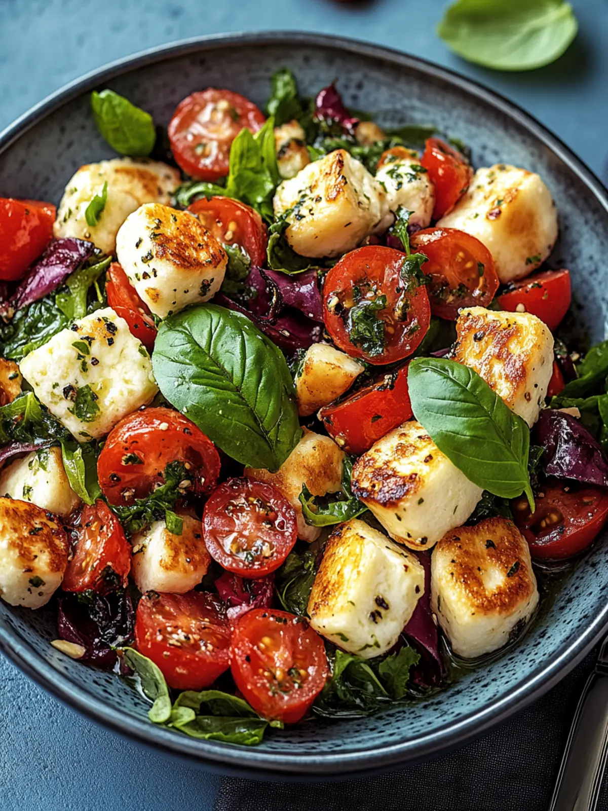 Kritharaki-Salat mit Halloumi-Croutons