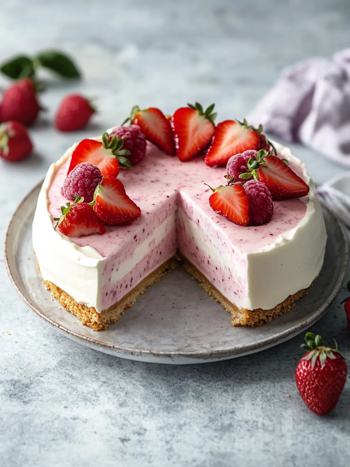 Strawberry pleasure without remorse: juicy yogurt cake without flour
