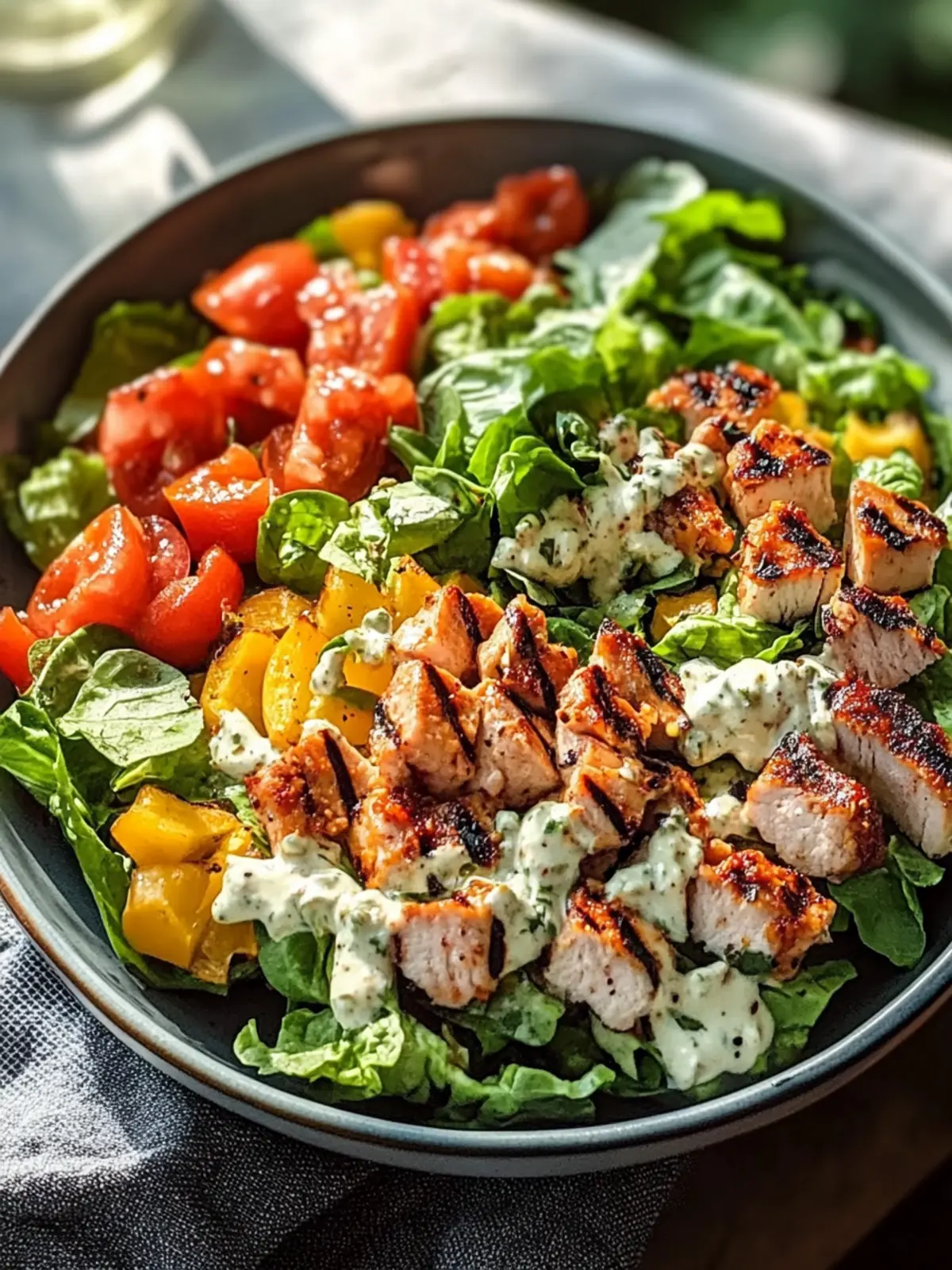 BBQ Hühnchen geschnittener Salat