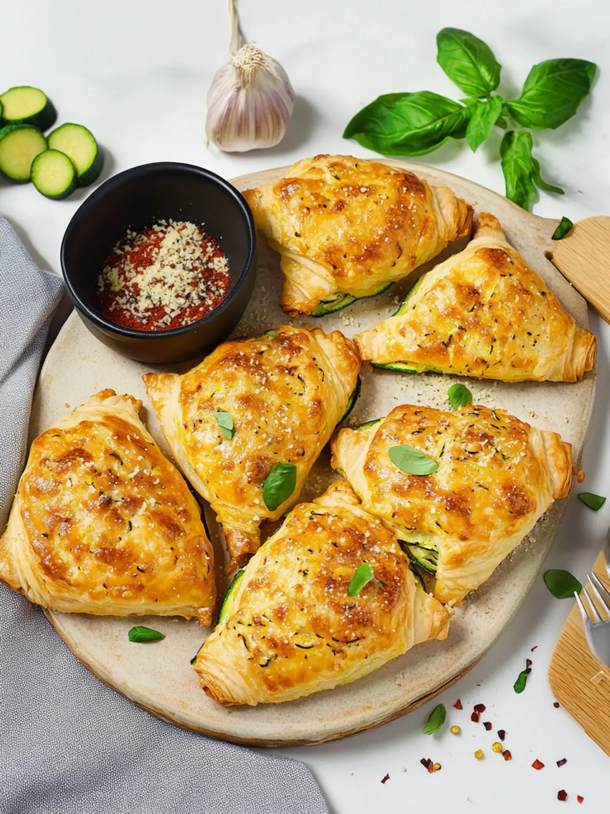 Puff pastry pockets with zucchini and parmesan