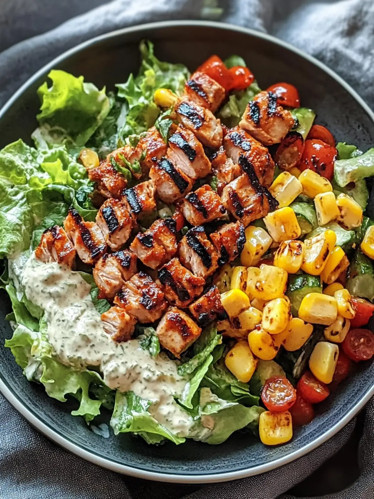 BBQ Hähnchen Geschnittene Salat