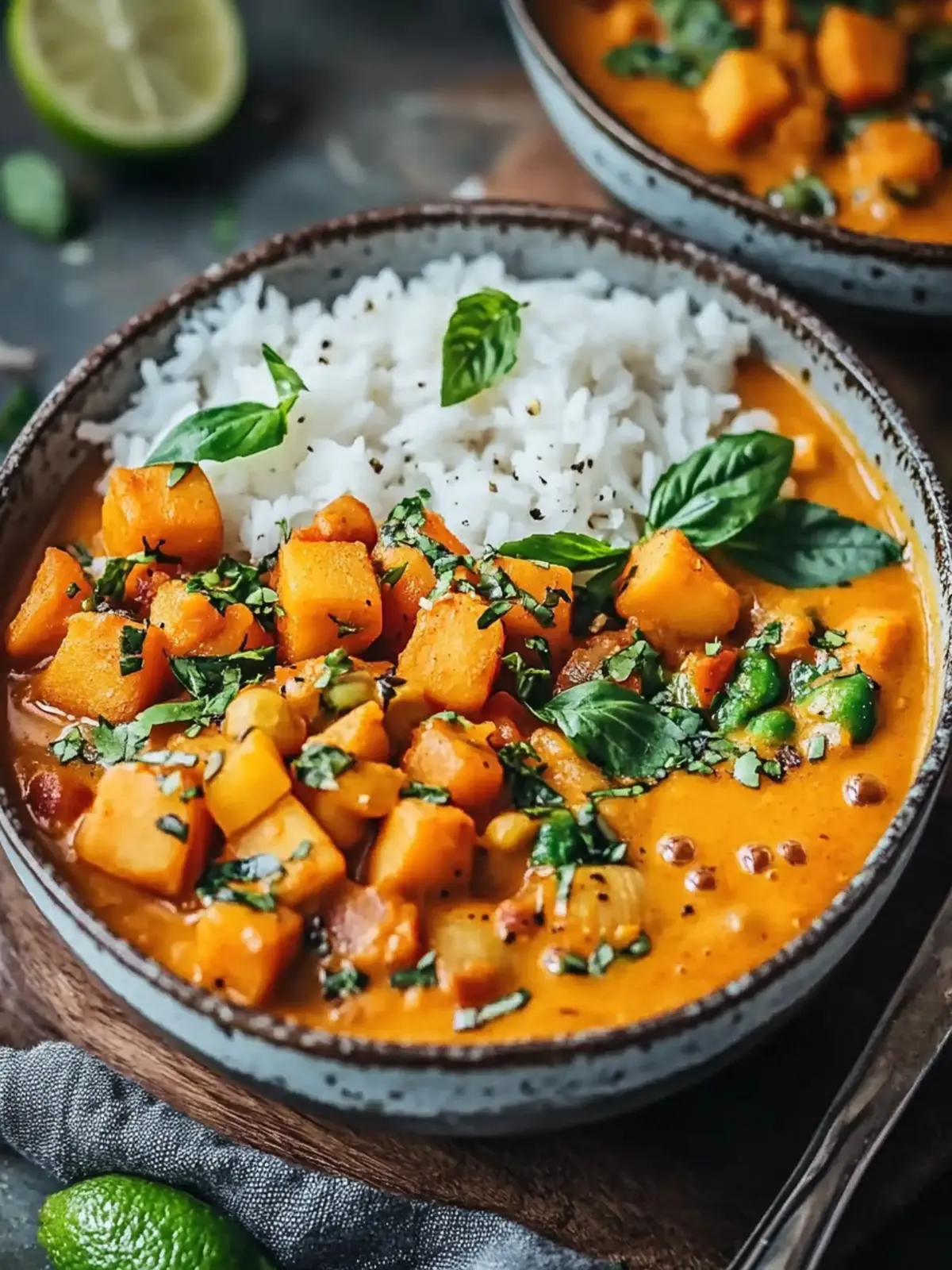 Süßkartoffel- und Kichererbsencurry