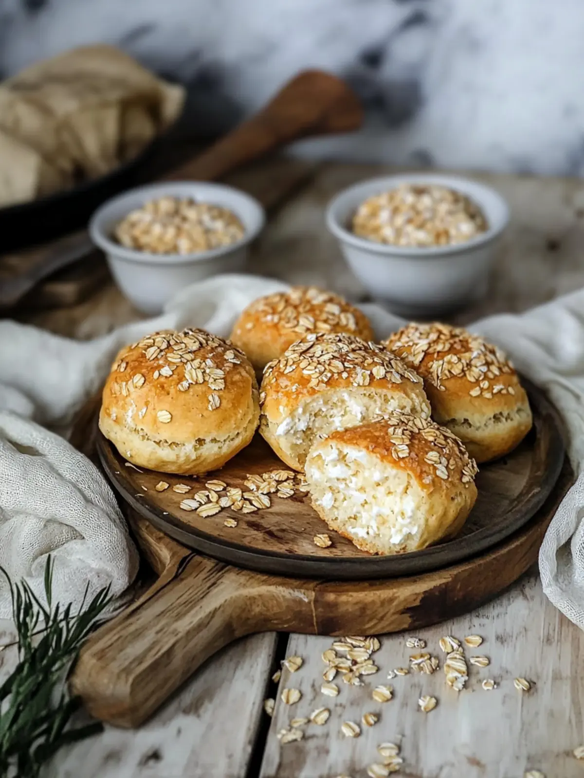 Quarkbrötchen mit Haferflocken