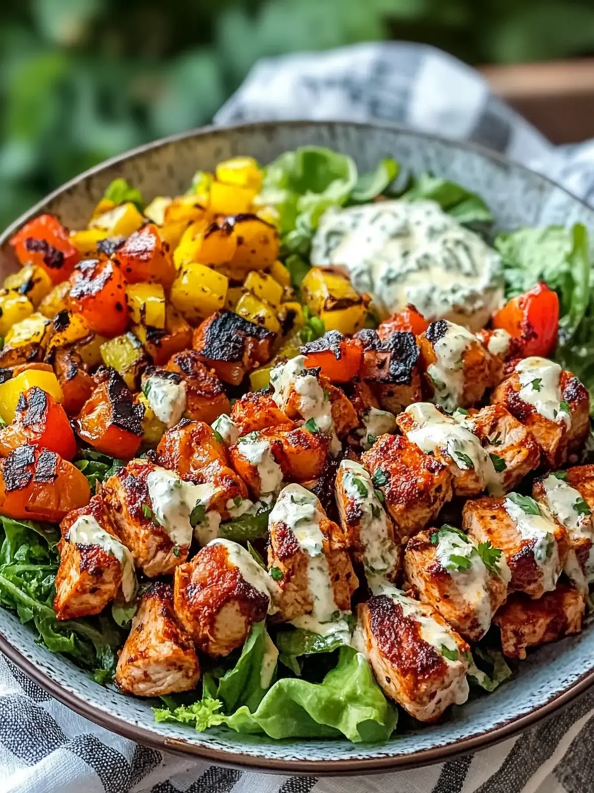 BBQ Hähnchen Geschnittene Salat
