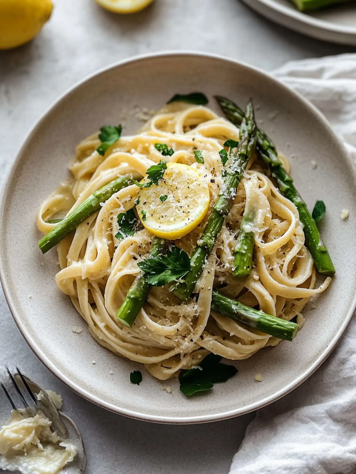 First spring feelings: Light asparagus pasta in lemon-parmesan sauce