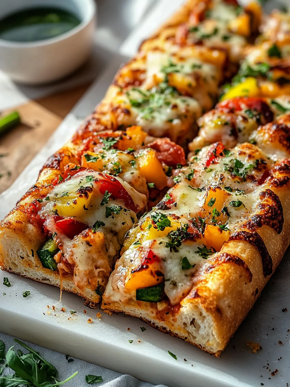 Vegane Pizzarollen-Stangen mit Gemüse & Hefeschmelz