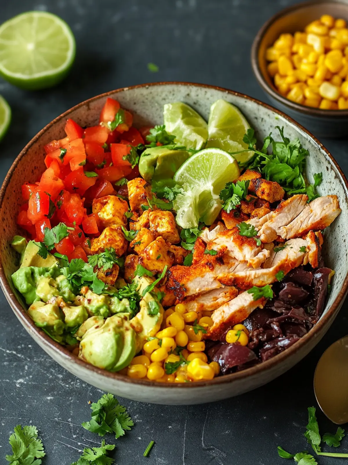 Mexikanische Schüssel mit Hähnchen & Chipotle-Dressing