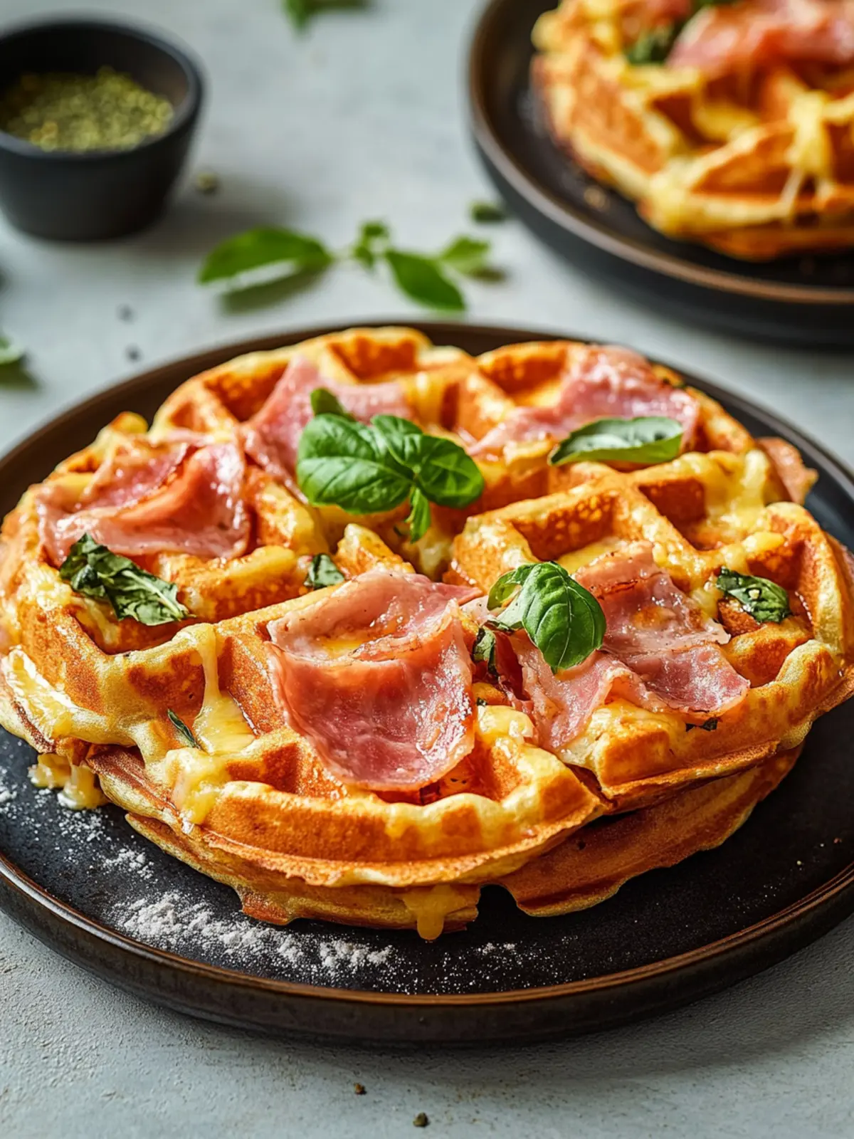 Filled pizza waffles with ham and cheese: unbeatable delicious