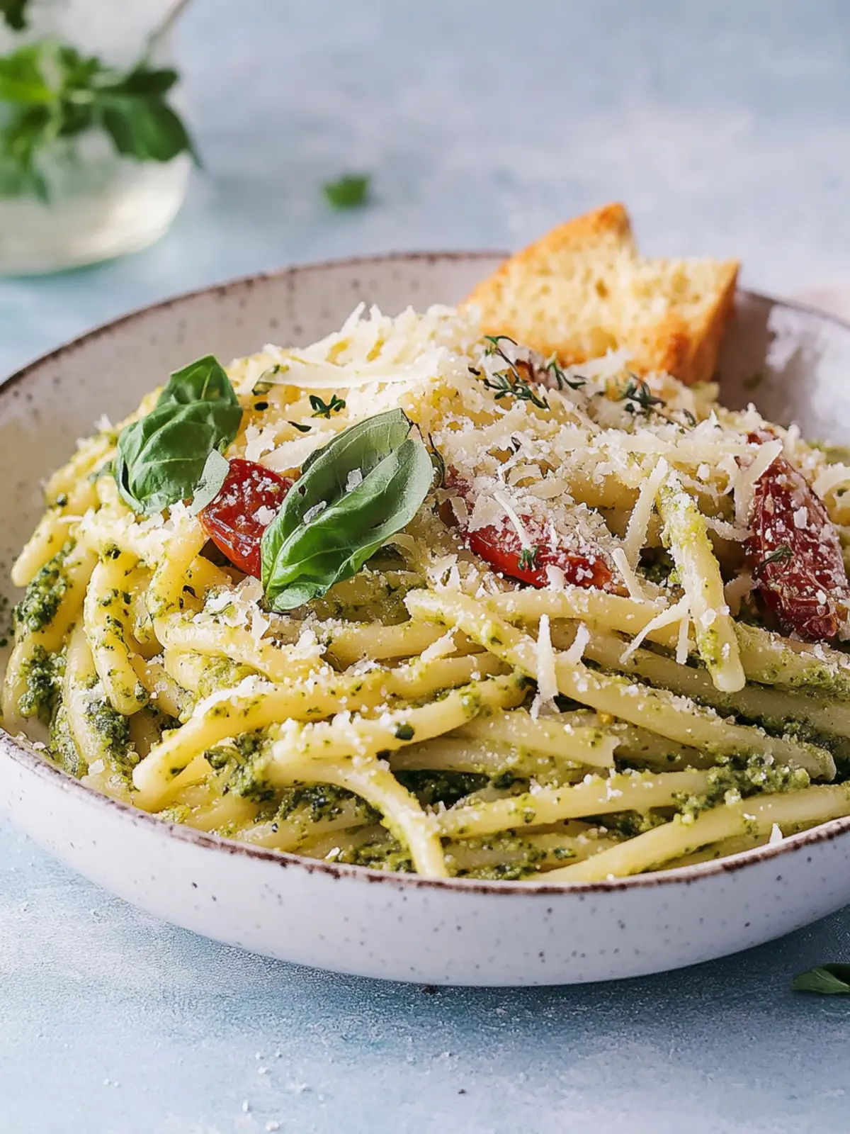 Cremige Pesto-Pasta mit knusprigem Parmesan-Hühnchen