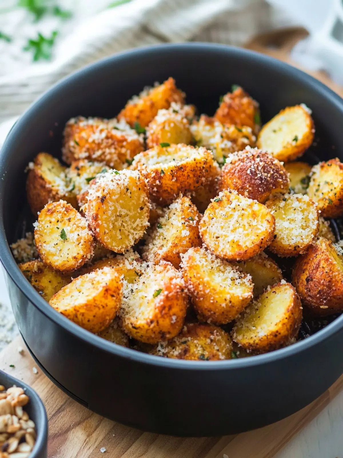 Einfache knusprige Air Fryer Parmesan Rotschalenkartoffeln