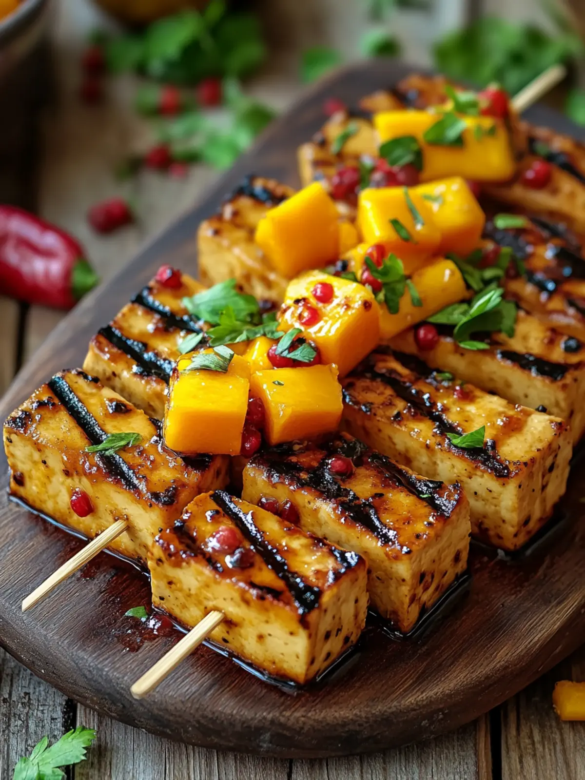 Grilltofu mit Mango-Chutney-Glasur