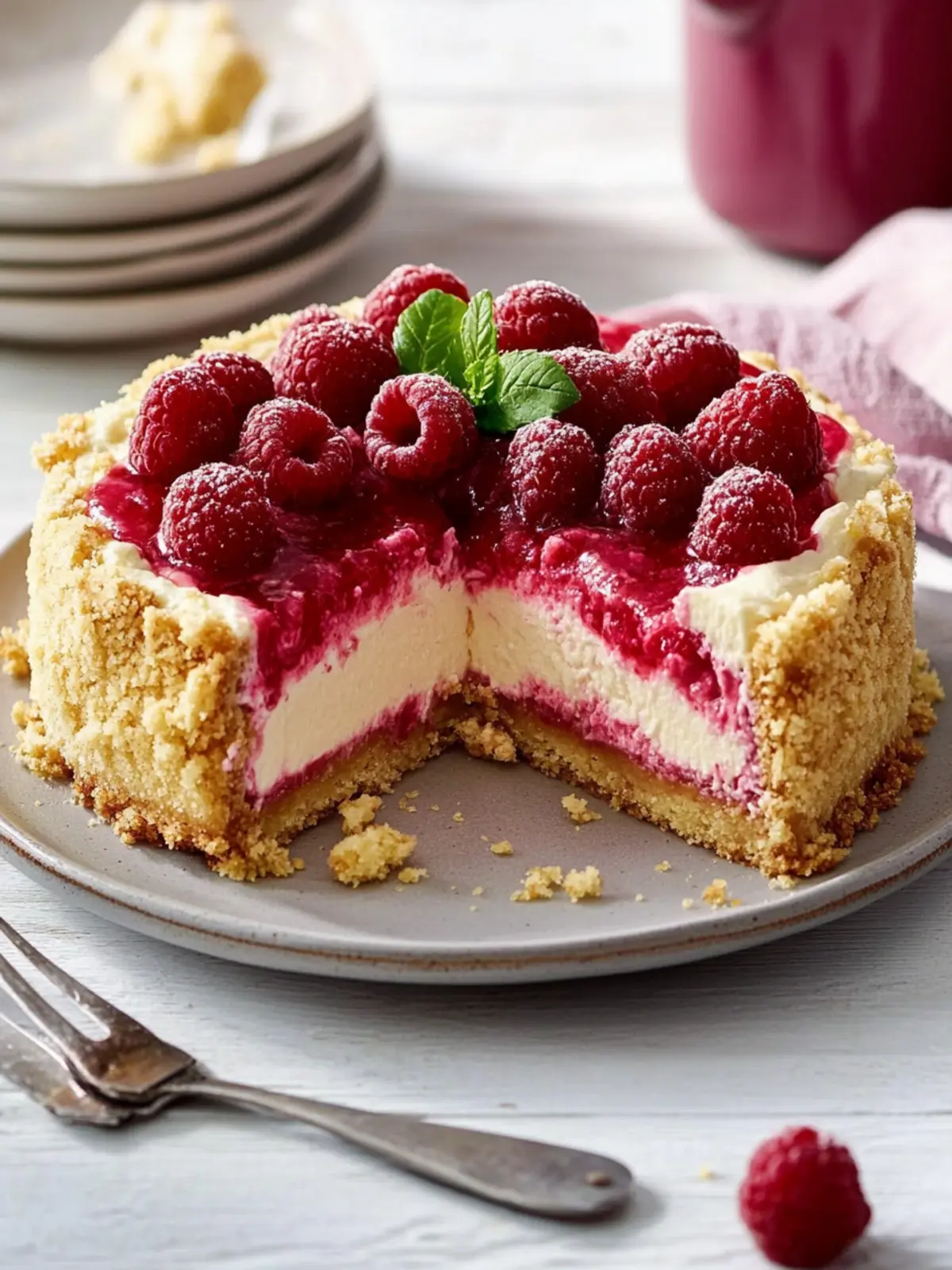 Fruity, creamy, crispy: The perfect raspberry cheesecake for hot days
