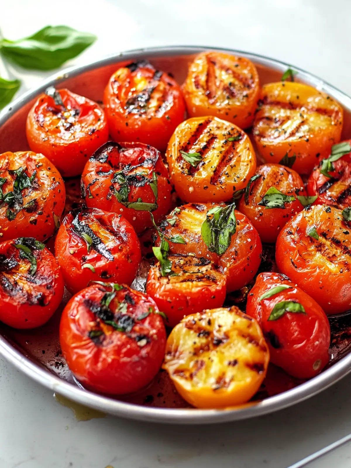 Gegrillte Tomaten in Kräutermarinade