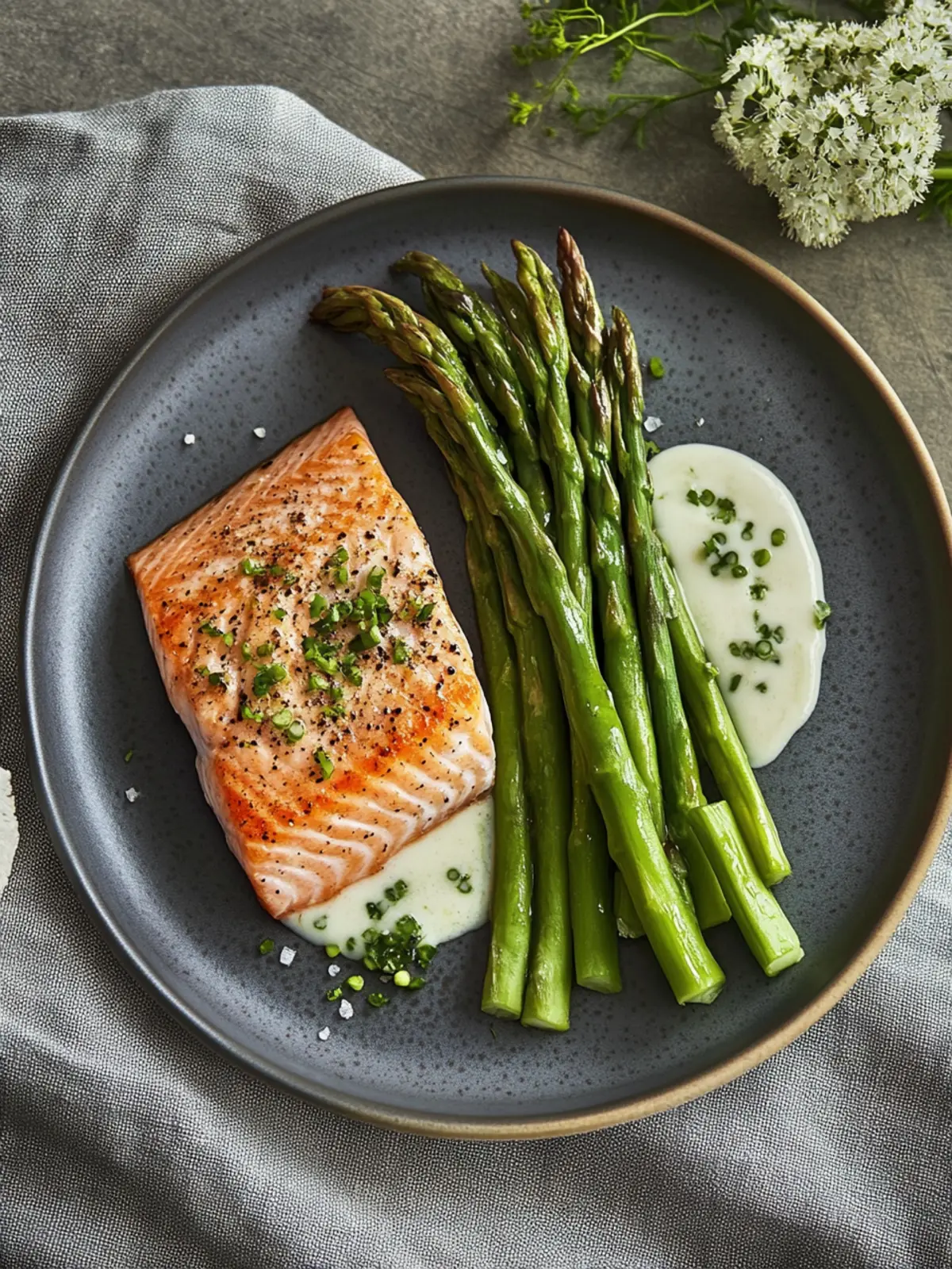 Grüner Spargel mit Lachs