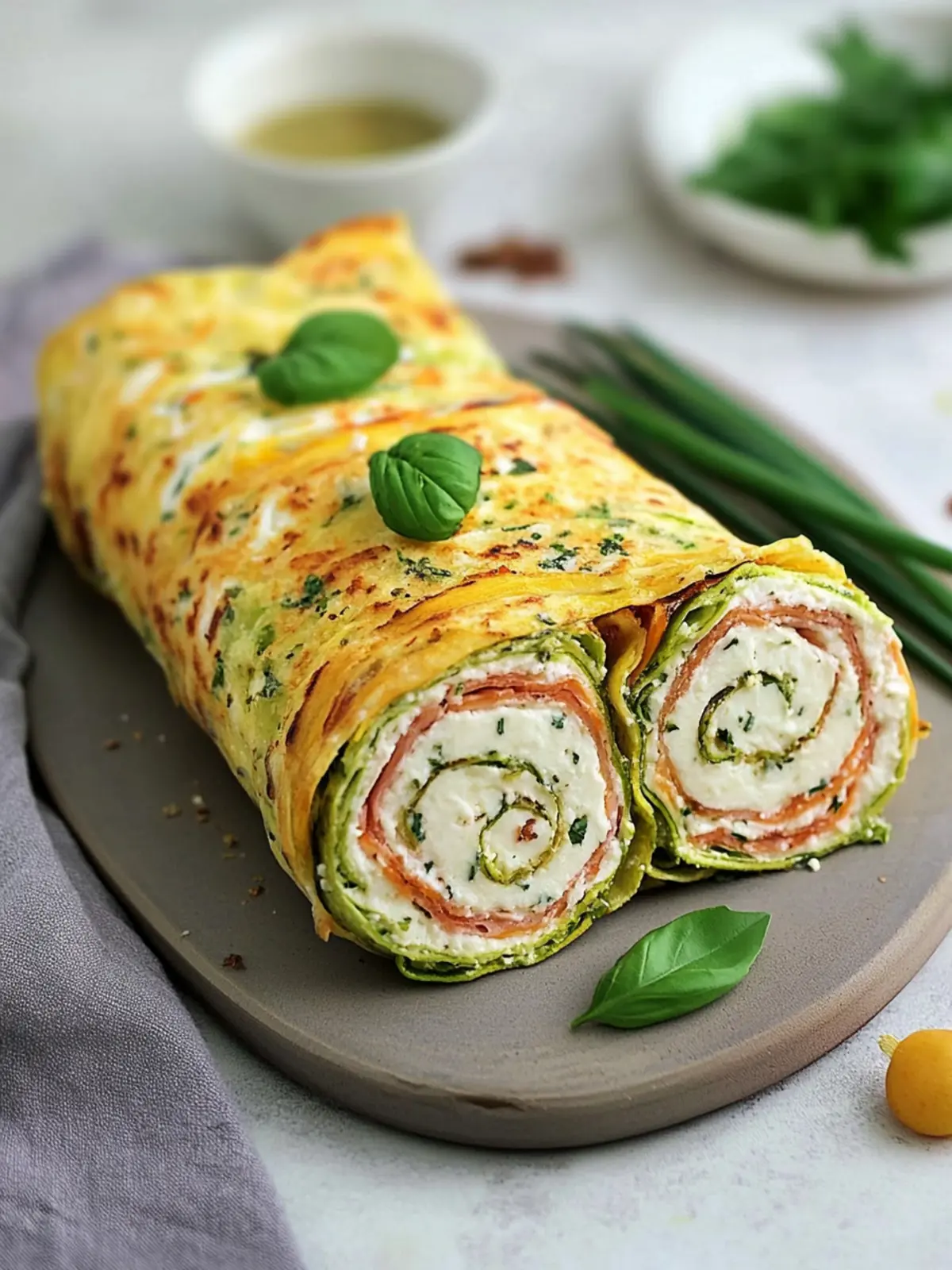 Delicious Low Carb vegetable roll with herb quark filling