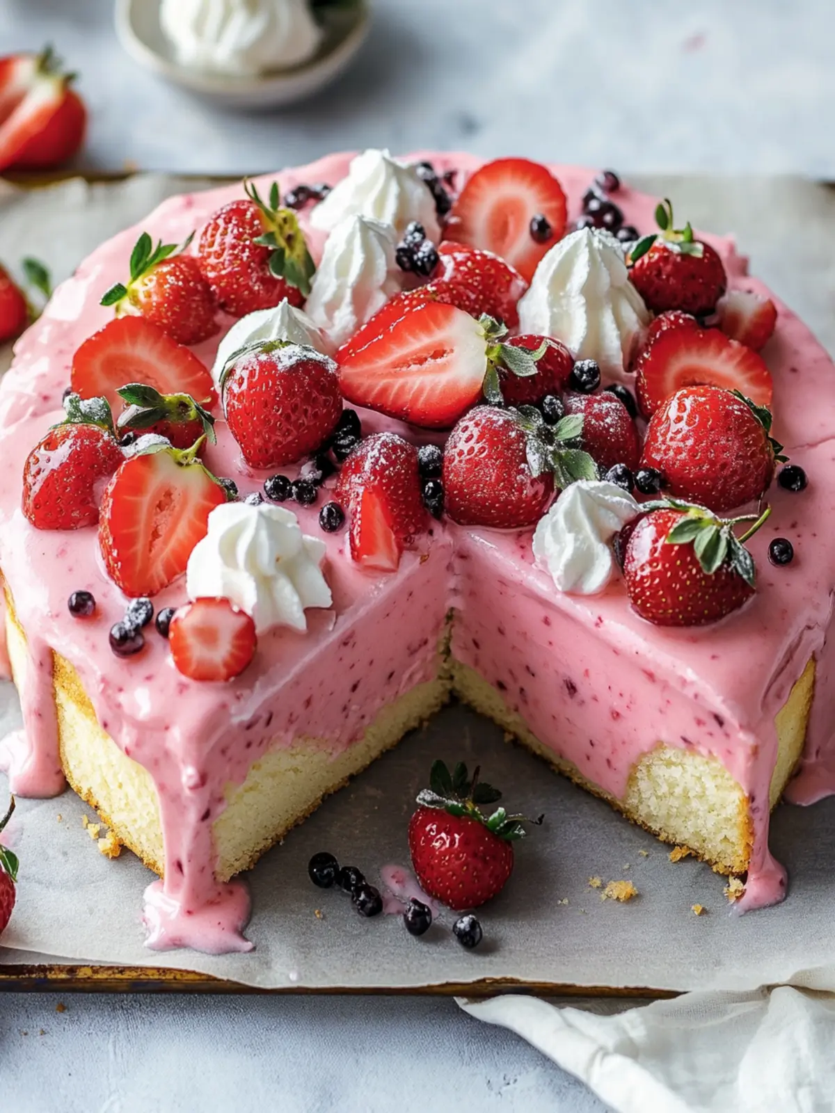Quick Strawberry Curd Cake from the Tray