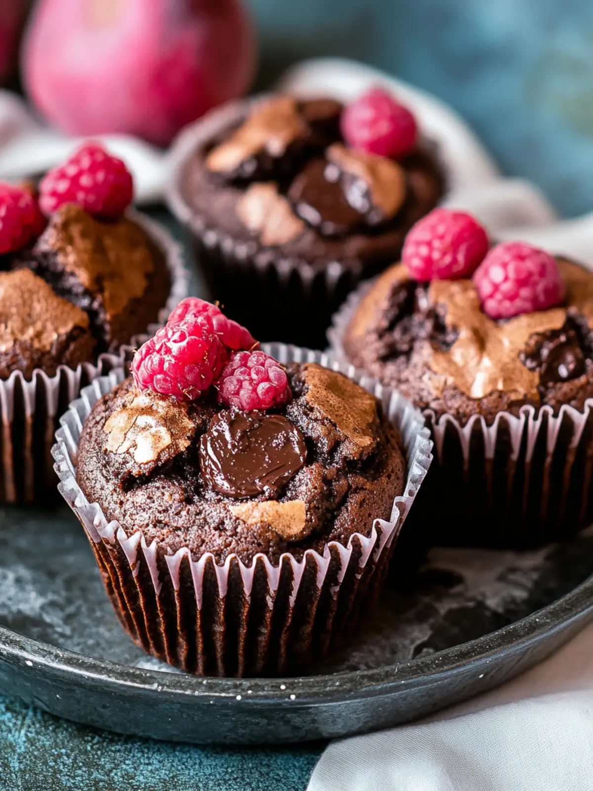 Vegane Doppel-Schokoladen-Himbeer-Muffins