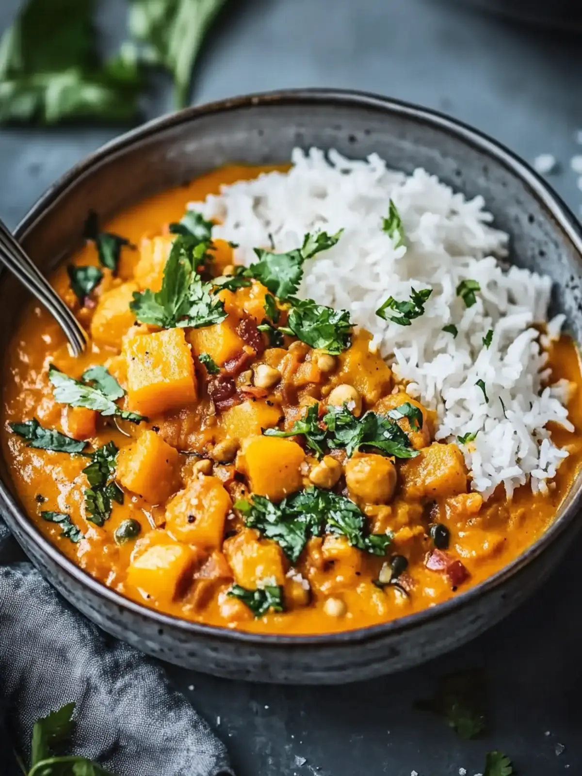 Süßkartoffel- und Kichererbsencurry