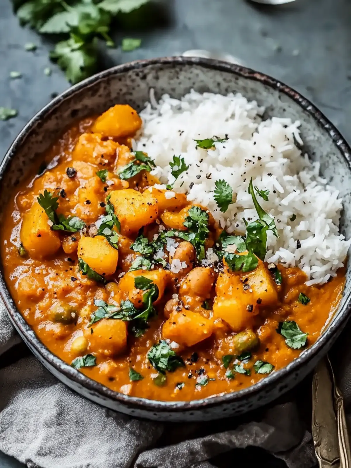 Süßkartoffel- und Kichererbsencurry