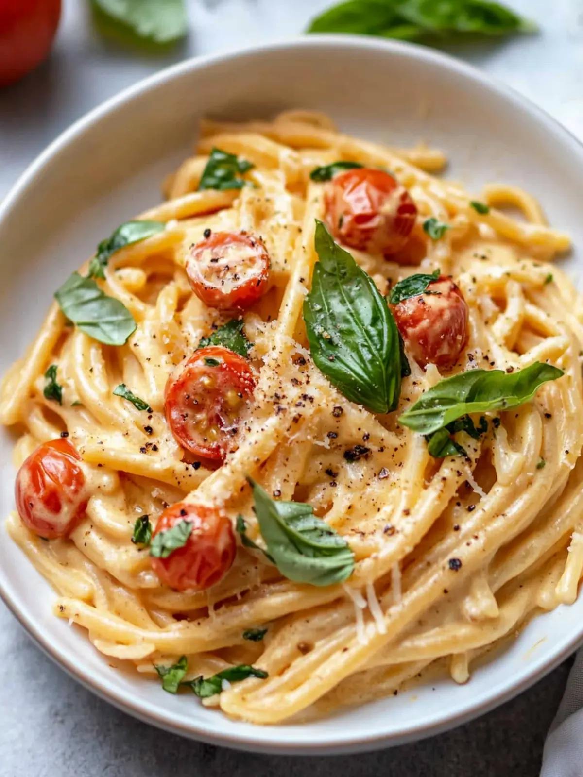 Cremige vegane Cashew-Tomaten-Pasta