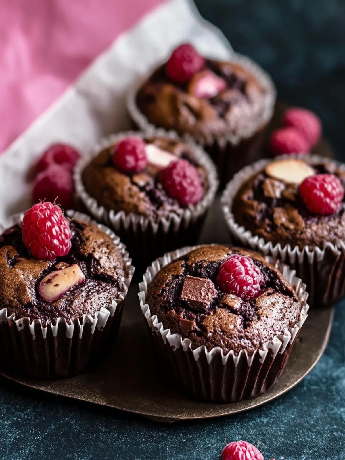 Vegane Doppel-Schokoladen-Himbeer-Muffins