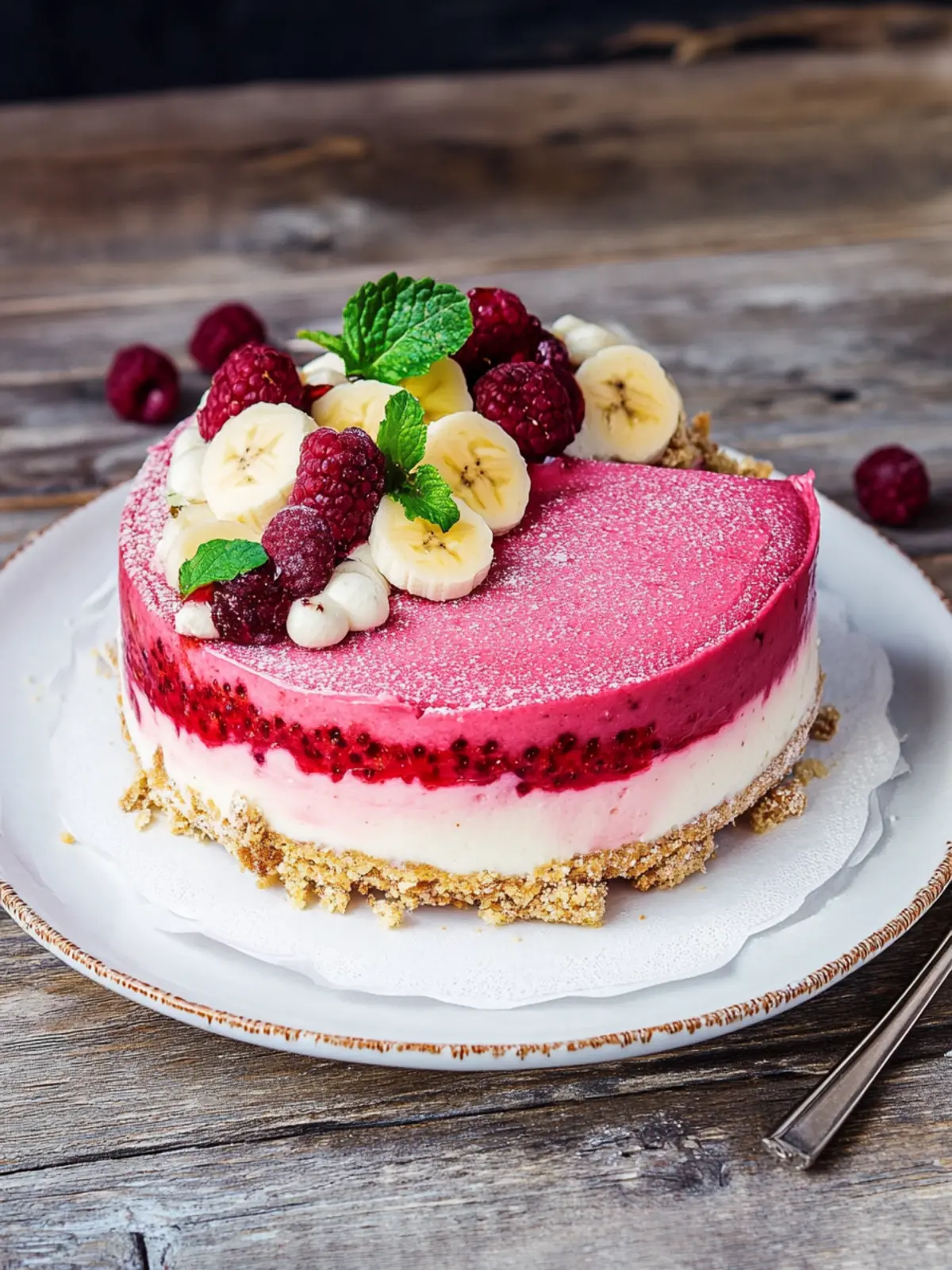 Himbeermoussetorte mit Bananenfüllung