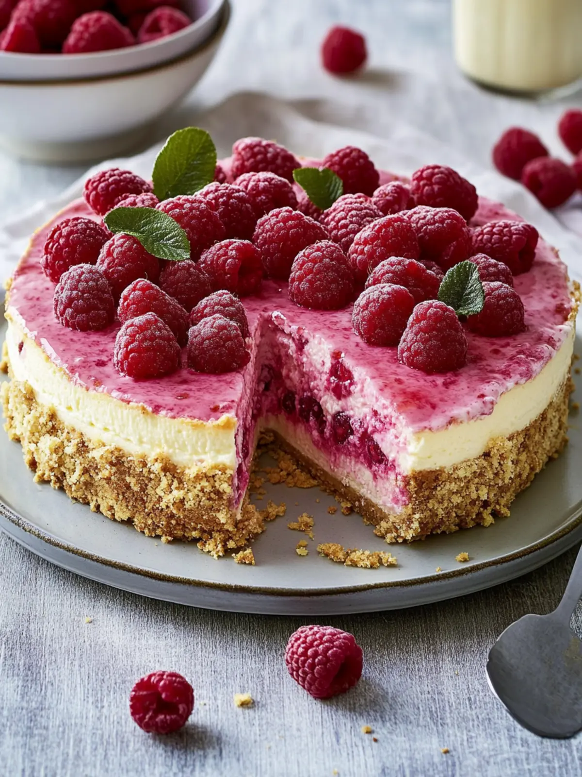 Fruity, creamy, crispy: The perfect raspberry cheesecake for hot days