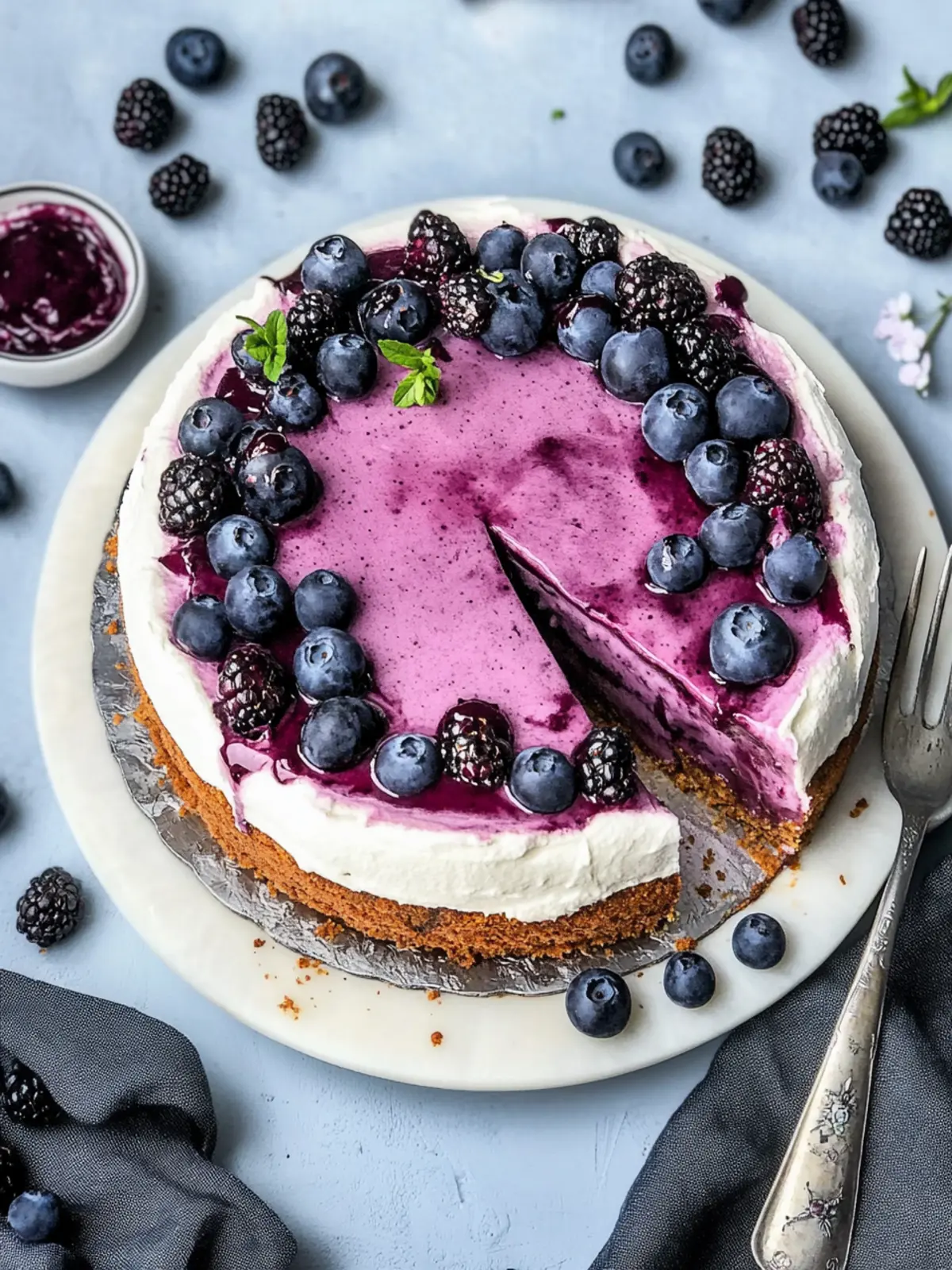 Vegane Buchweizentorte mit Heidelbeeren