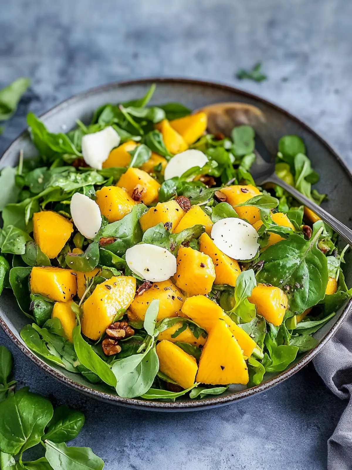Rucola-Mango-Salat mit Pinienkernen