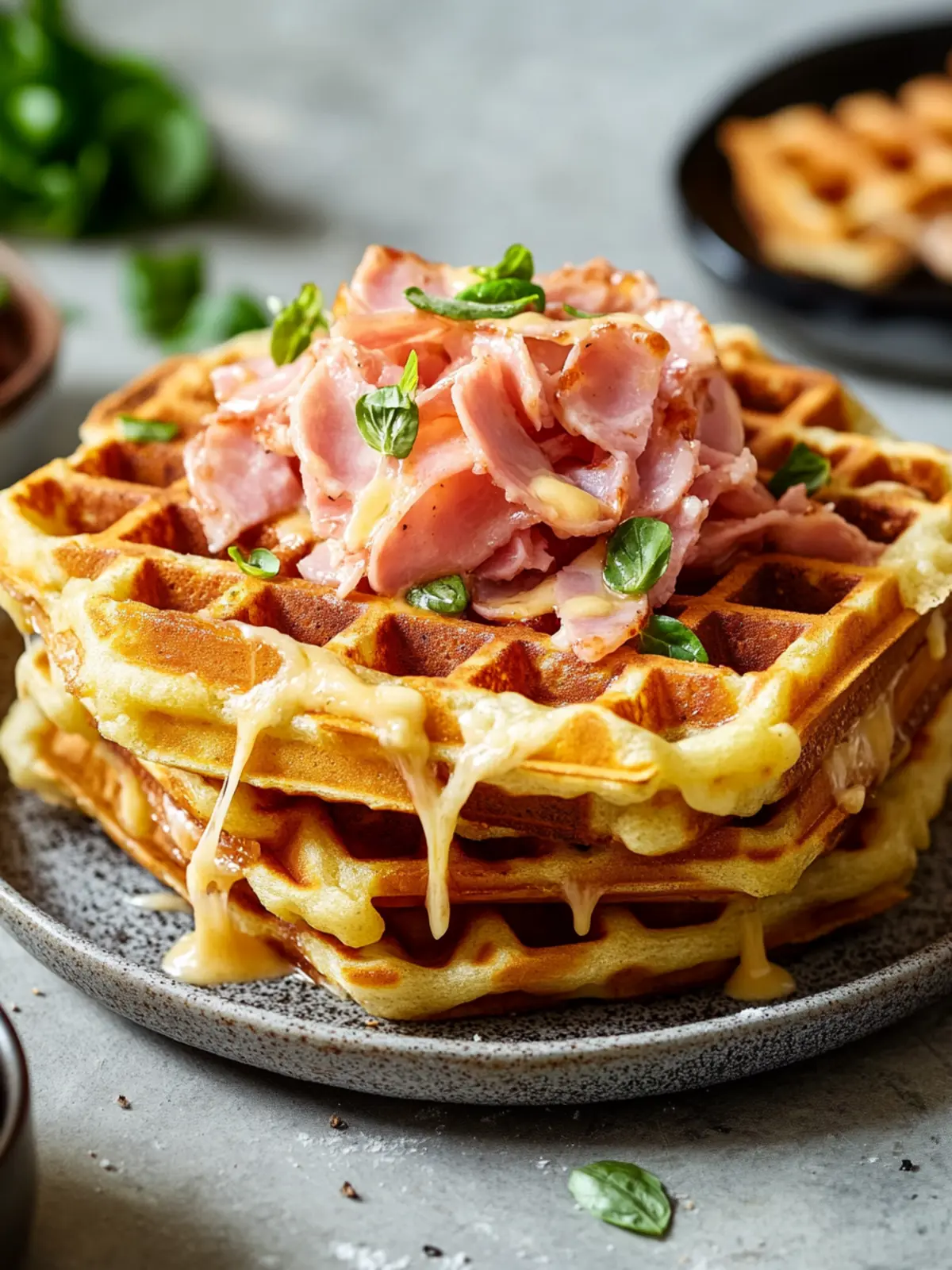Filled pizza waffles with ham and cheese: unbeatable delicious
