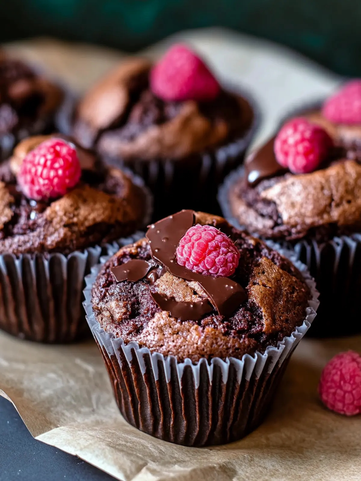 Vegane Doppel-Schokoladen-Himbeer-Muffins