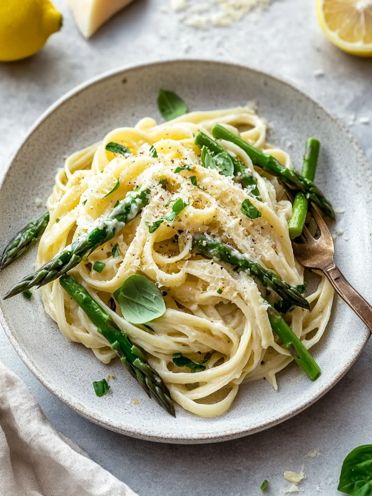 First spring feelings: Light asparagus pasta in lemon-parmesan sauce