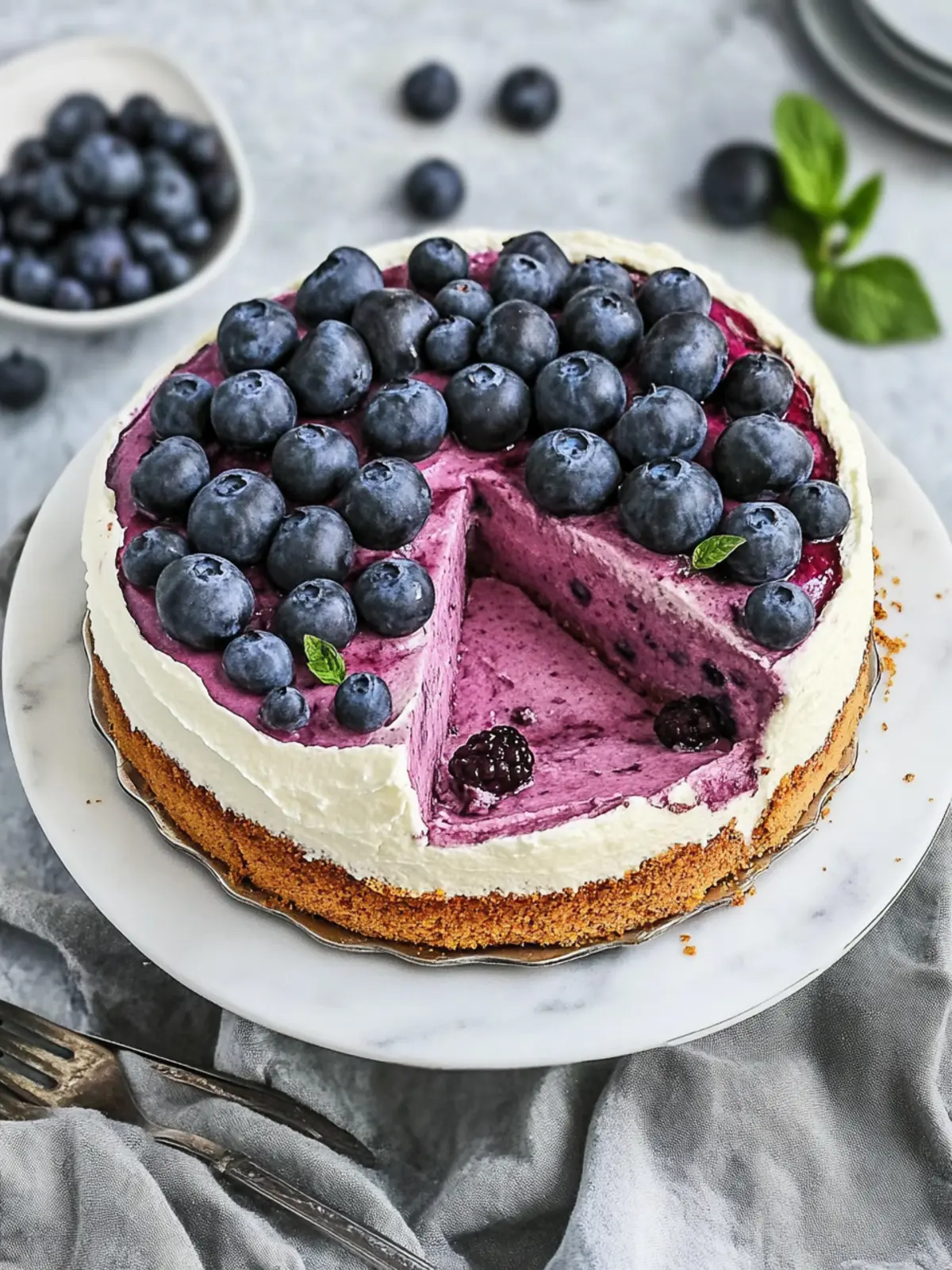 Vegane Buchweizentorte mit Heidelbeeren