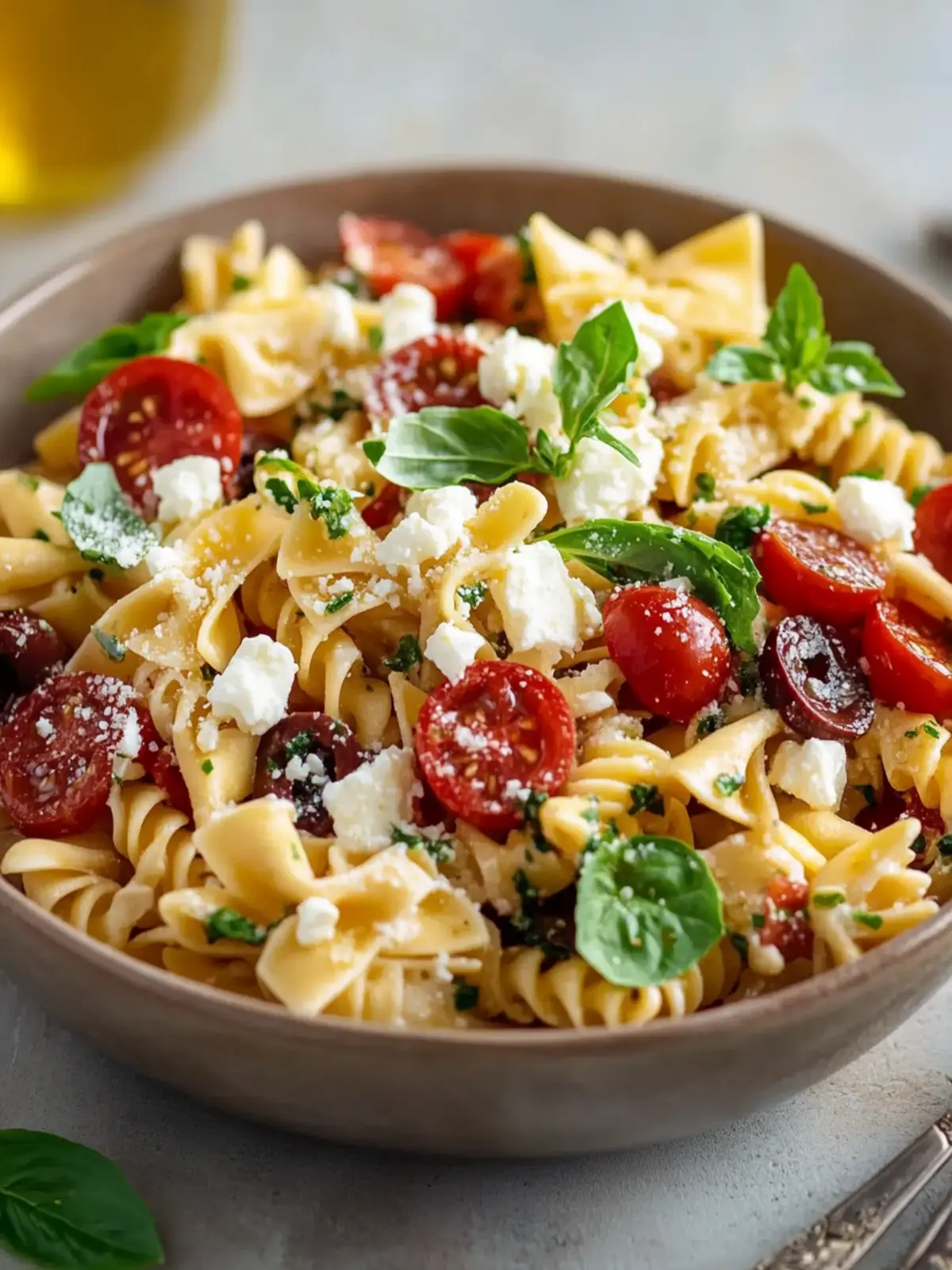 Mediterraner Nudelsalat mit Feta – einfach & frisch