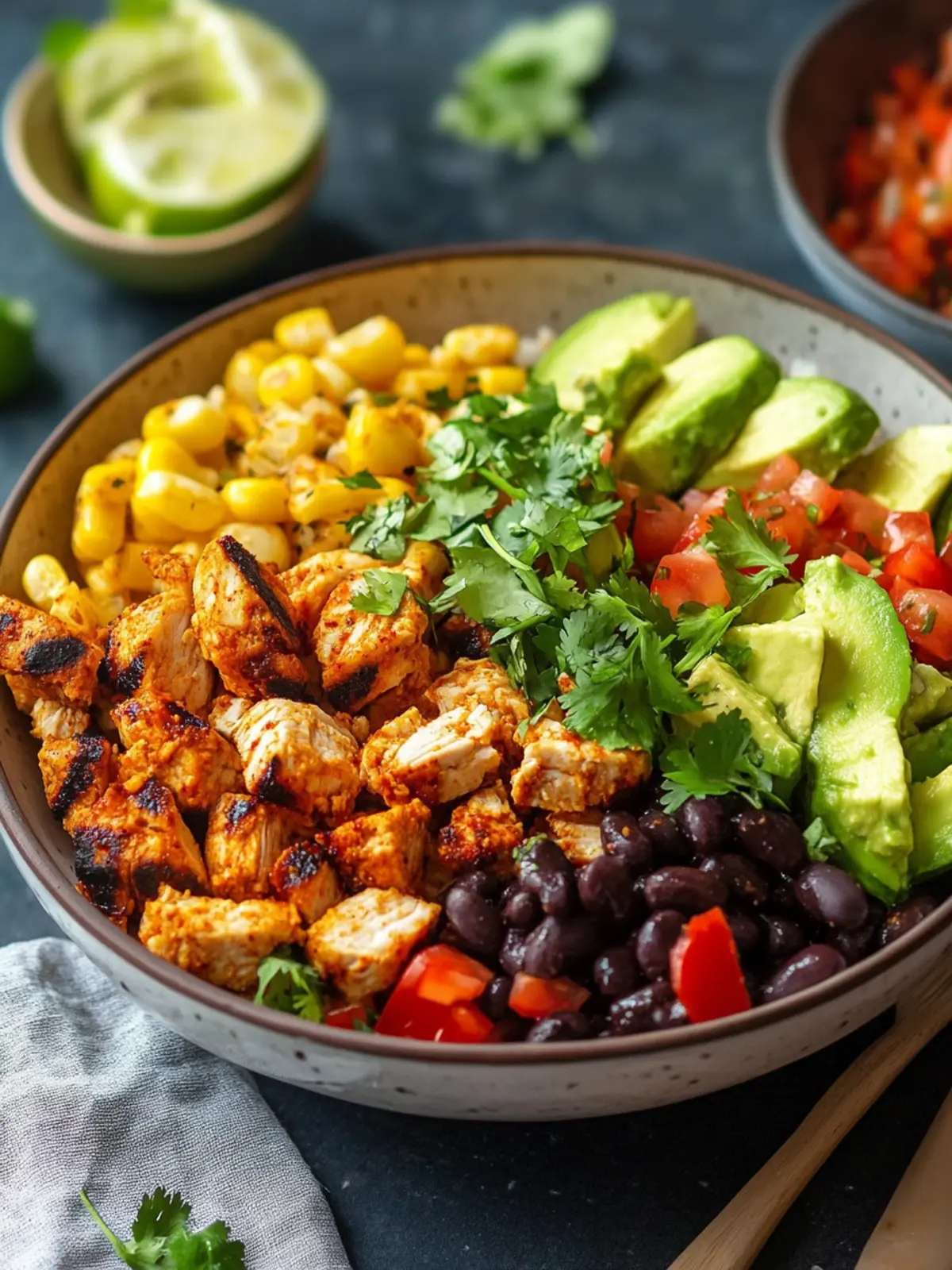 Mexikanische Schüssel mit Hähnchen & Chipotle-Dressing